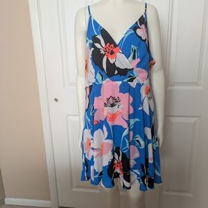 Express Blue Floral Backless Dress